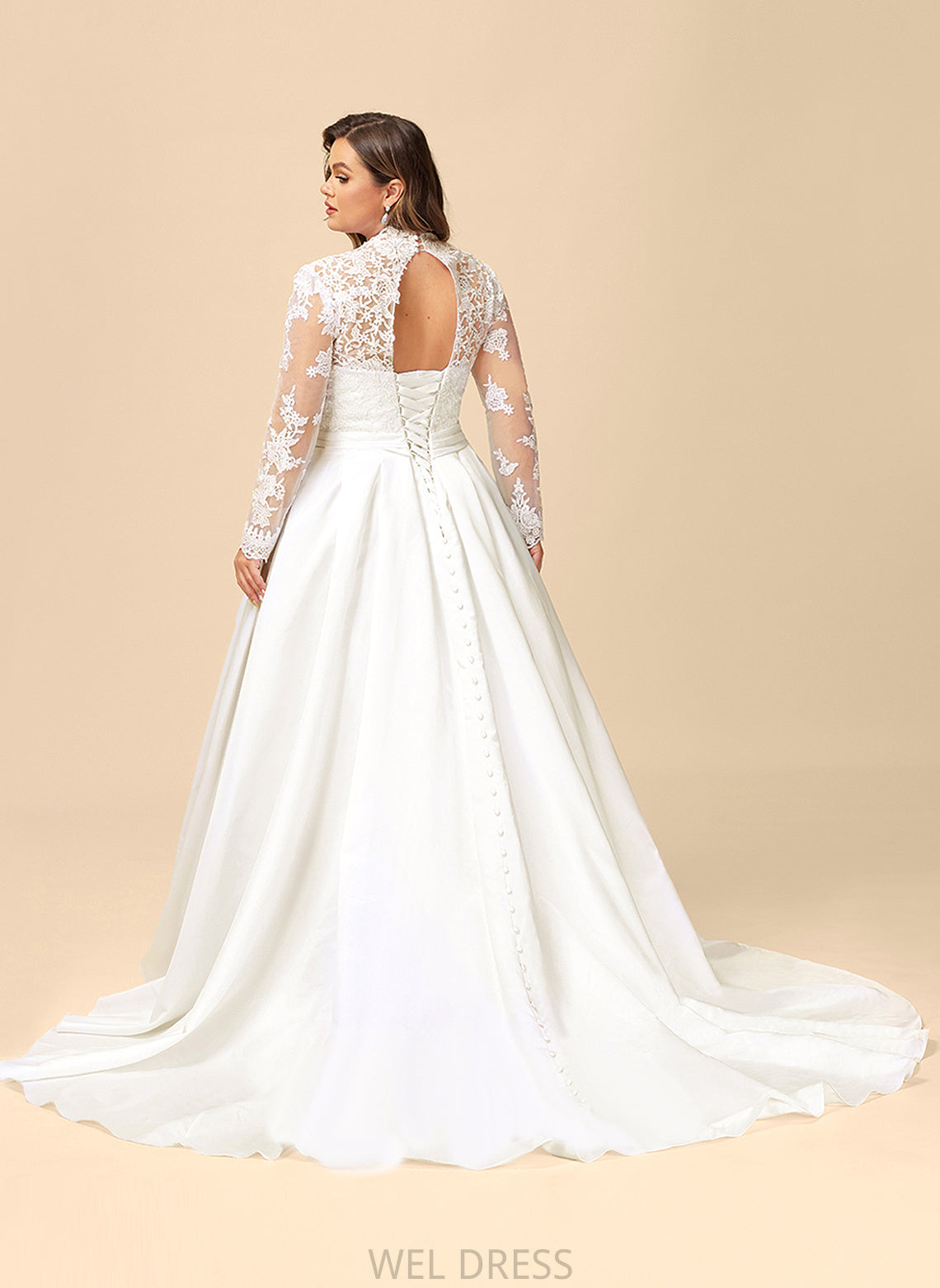 Bow(s) Lace With Dress Salma V-neck Wedding Dresses Wedding Train Court Satin Ball-Gown/Princess