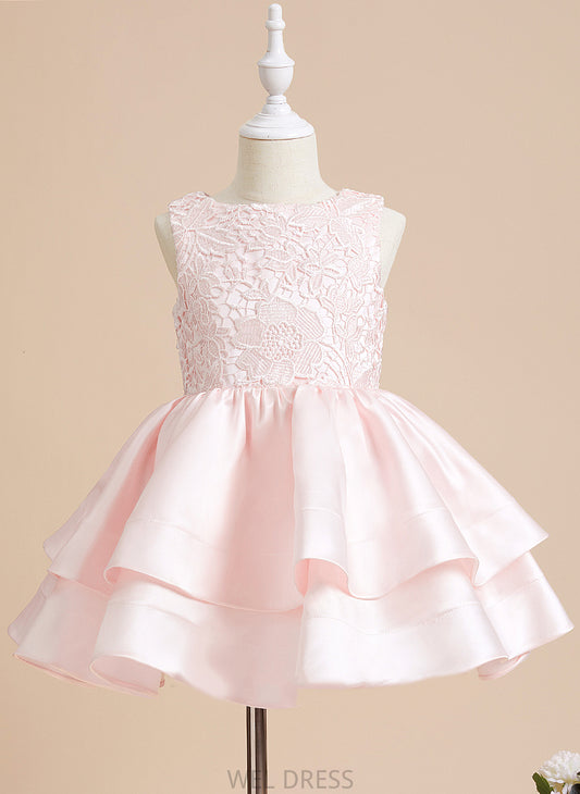 - Girl Short/Mini Satin/Lace Sleeveless Neck Dress A-Line Flower Flower Girl Dresses Aubrey Scoop
