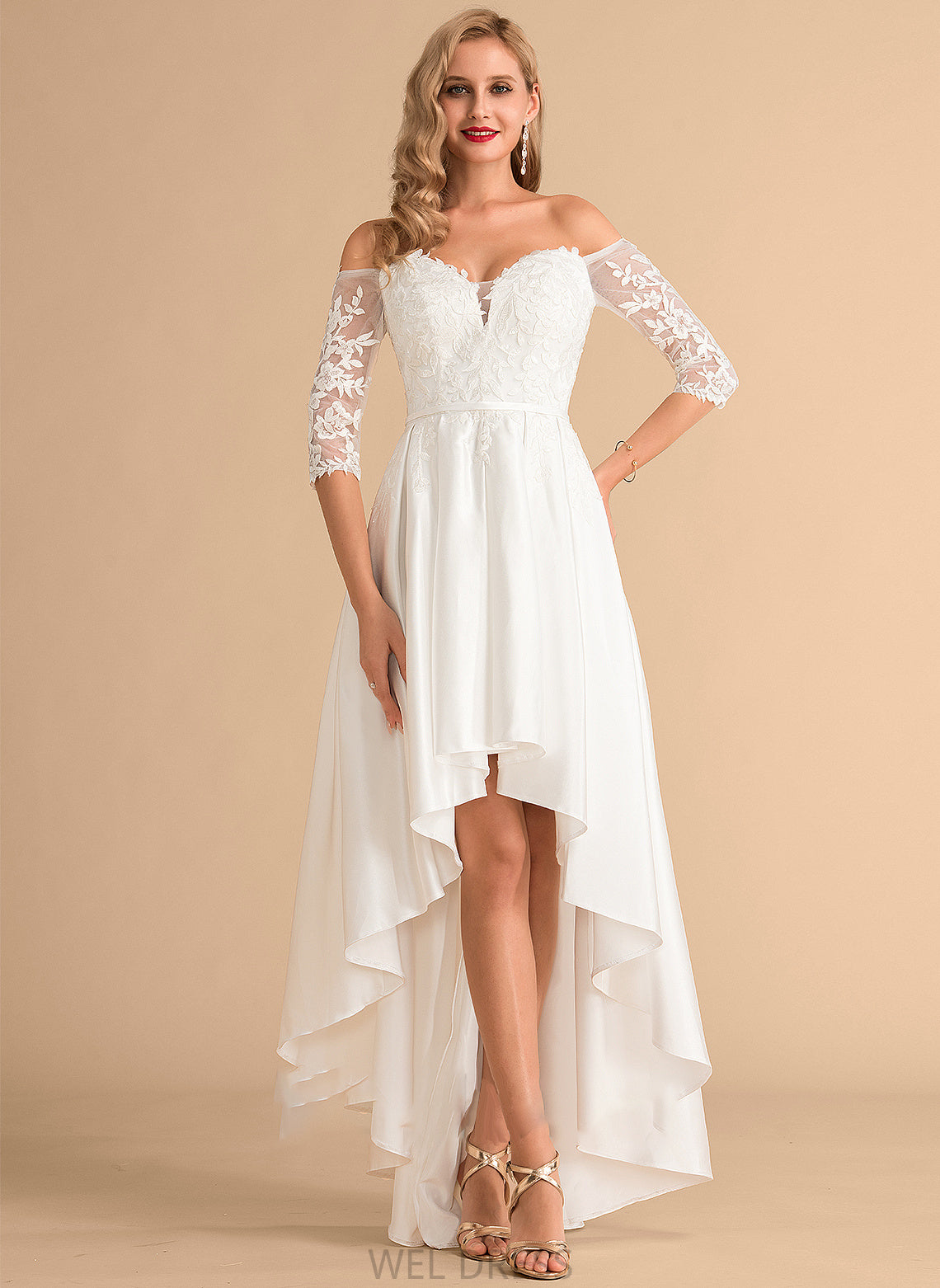 Dress Lace A-Line Asymmetrical Satin Wedding Dresses Wedding Bethany