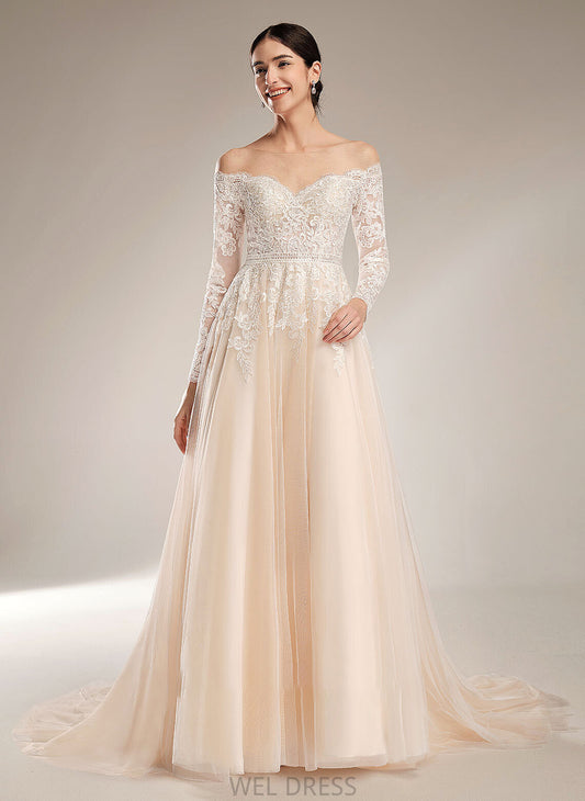 Illusion Ada Wedding Sequins Wedding Dresses Chapel With Train Dress Ball-Gown/Princess