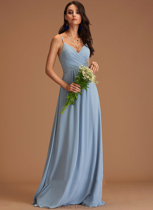 Embellishment Length Ruffle Silhouette Fabric Neckline V-neck A-Line Floor-Length Uerica V-Neck Sheath/Column Bridesmaid Dresses
