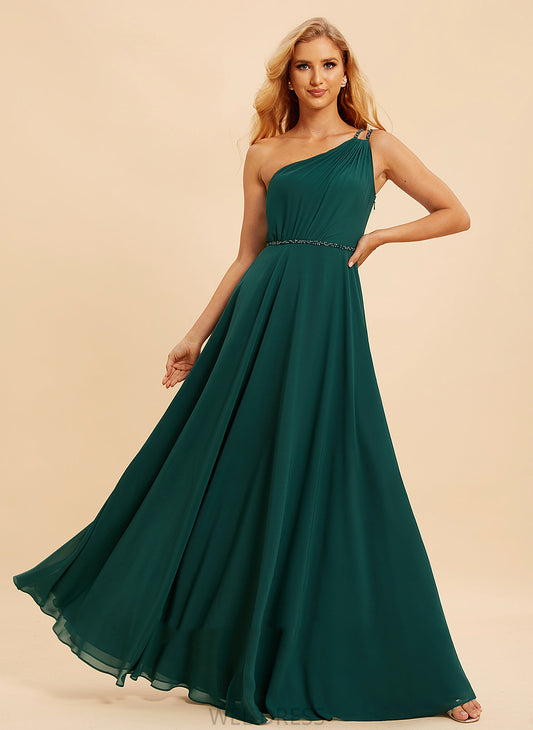 Fabric Sequins Neckline One-Shoulder Floor-Length Length Silhouette Beading A-Line Embellishment Janessa Sleeveless Bridesmaid Dresses