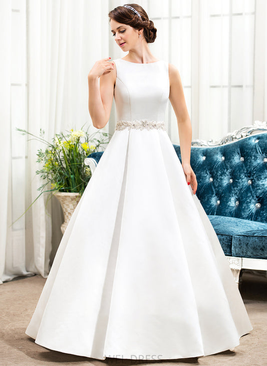Wedding Beading Ball-Gown/Princess Satin Scoop Sequins Wedding Dresses Neck With Daisy Dress Floor-Length