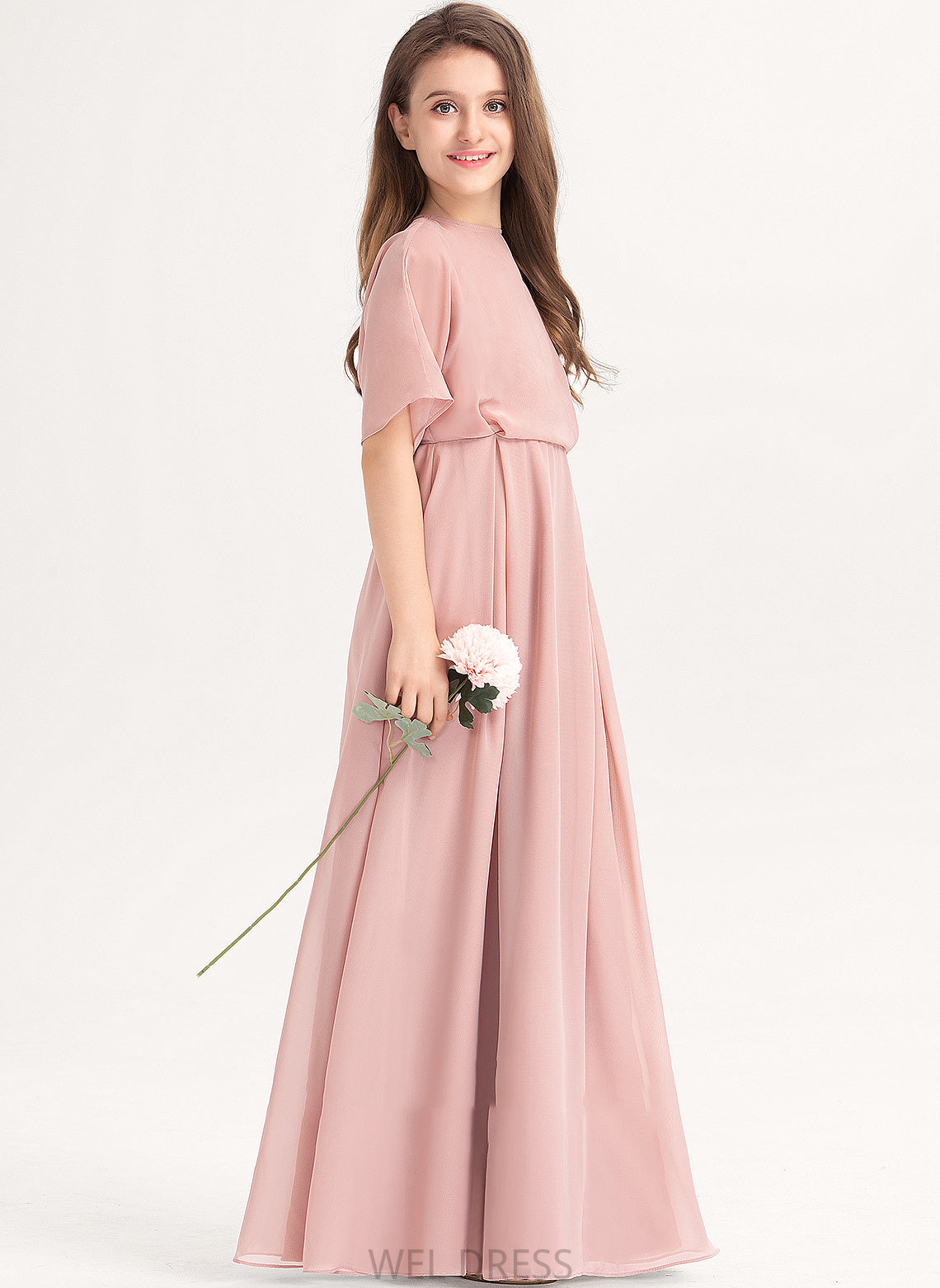 Neck Sonia A-Line Floor-Length Chiffon Junior Bridesmaid Dresses Scoop