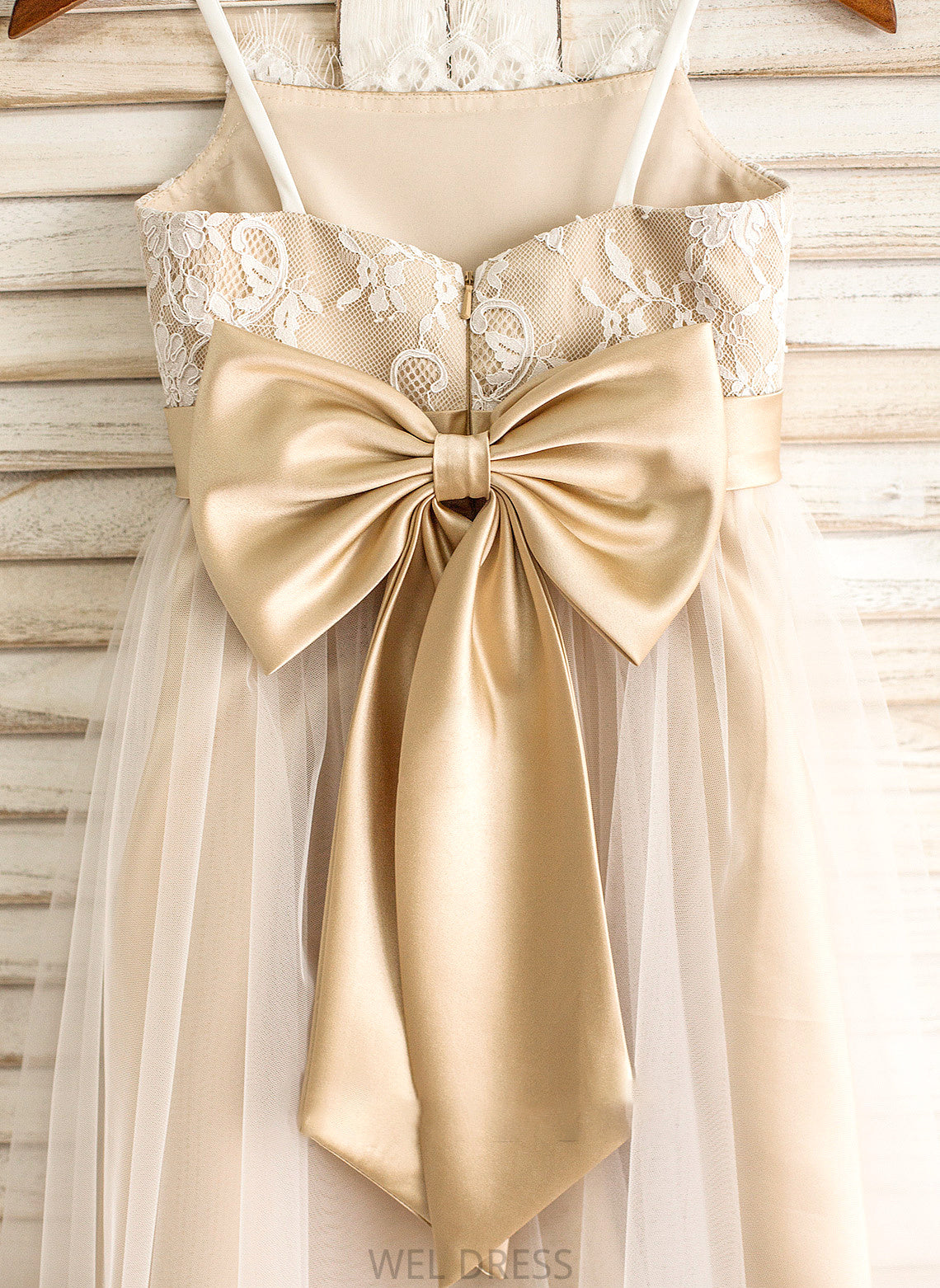 Tulle Anne Neckline Sash With Bow(s) Square Junior Bridesmaid Dresses A-Line Knee-Length
