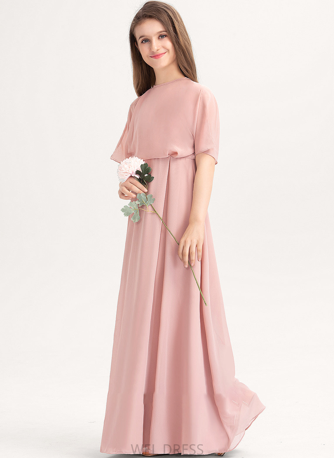Neck Sonia A-Line Floor-Length Chiffon Junior Bridesmaid Dresses Scoop