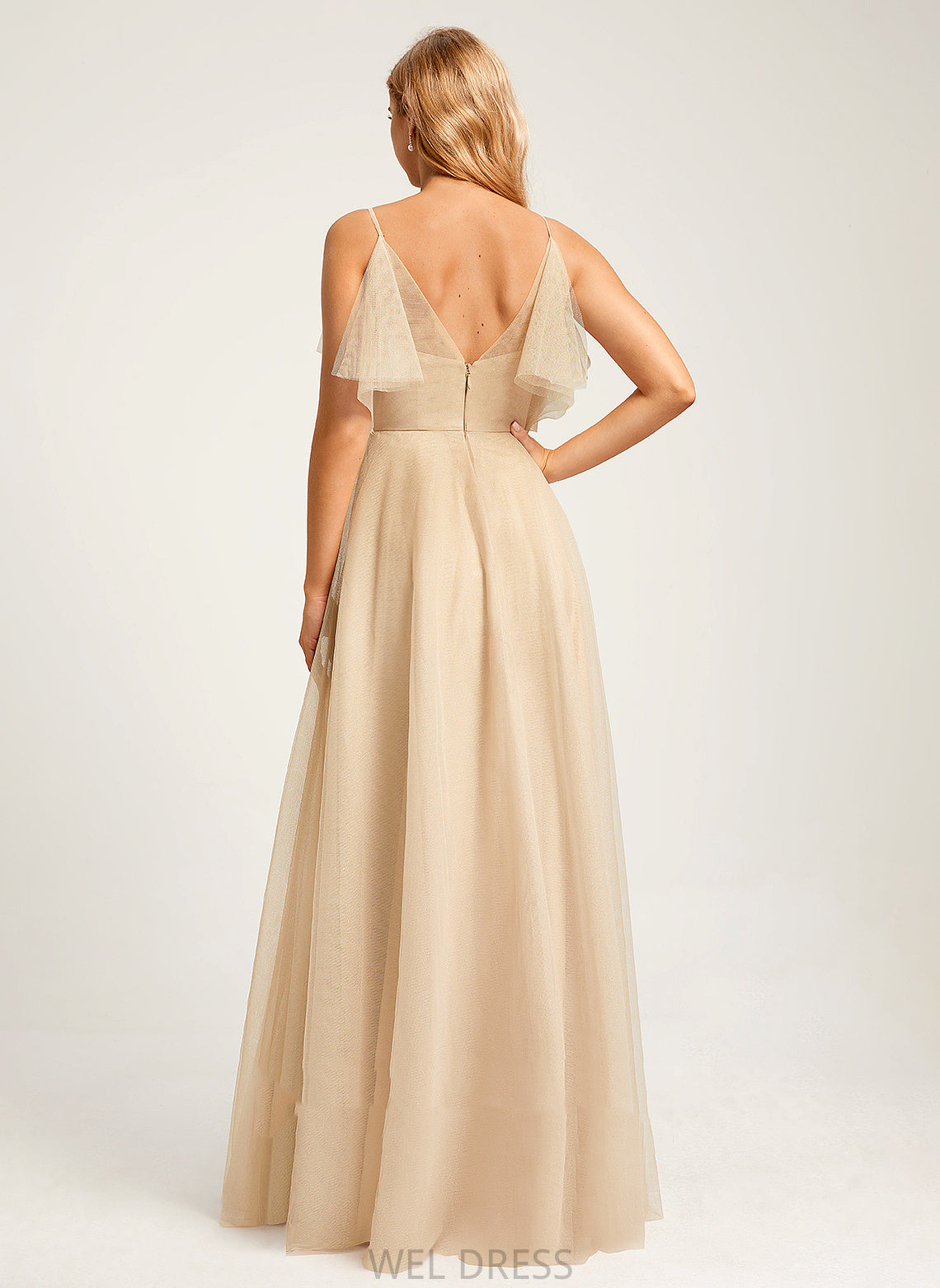 SplitFront Neckline Fabric A-Line Embellishment Length Floor-Length V-neck Silhouette Mina Velvet Natural Waist Bridesmaid Dresses