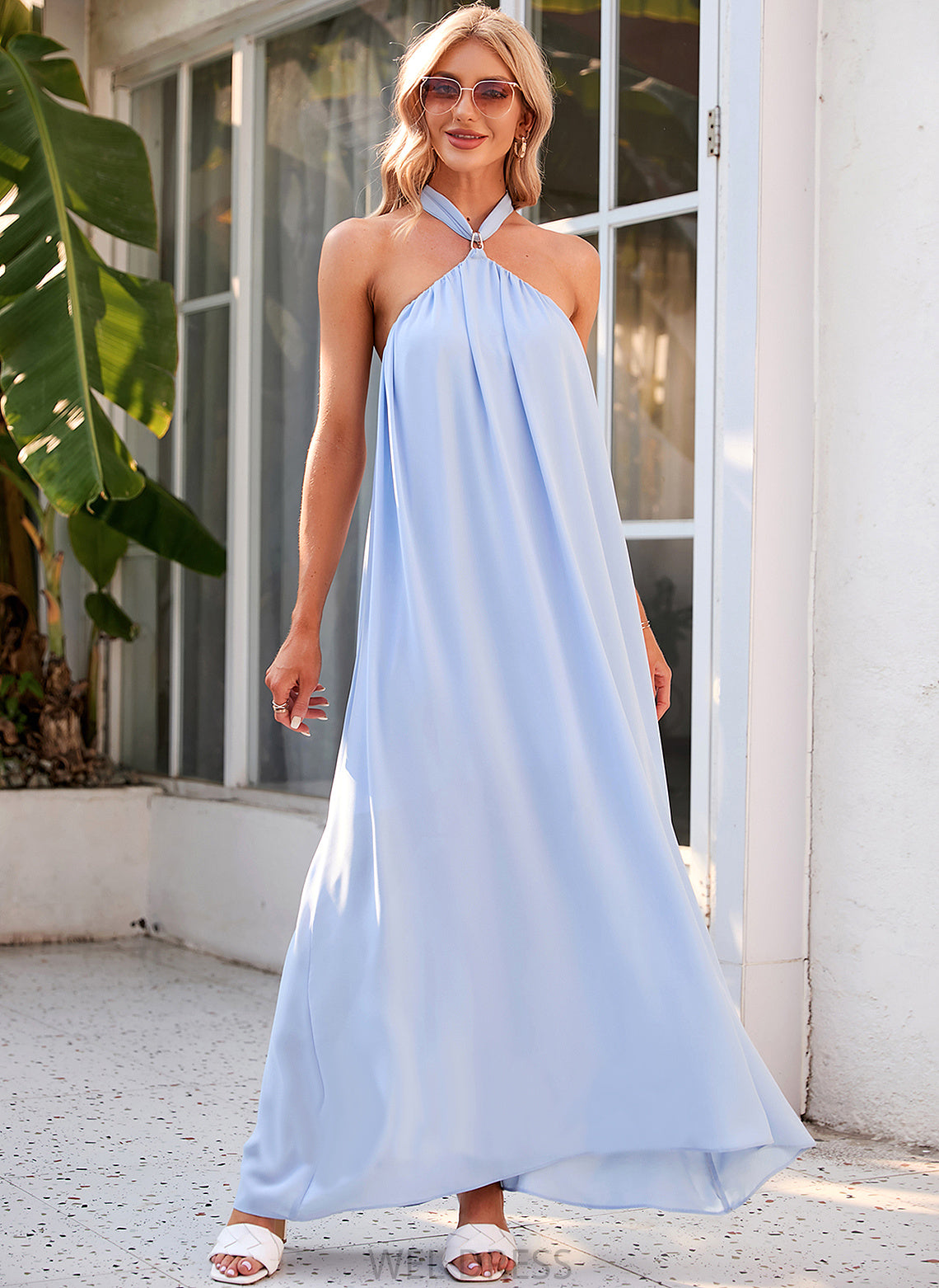 Halter Fabric Silhouette A-Line Straps Ankle-Length Neckline Length Aurora One Shoulder A-Line/Princess Sleeveless Bridesmaid Dresses