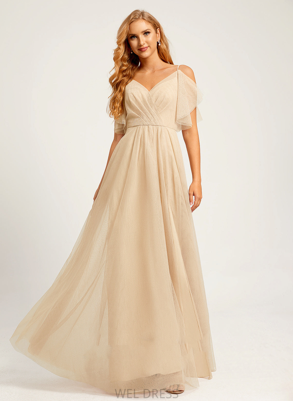 SplitFront Neckline Fabric A-Line Embellishment Length Floor-Length V-neck Silhouette Mina Velvet Natural Waist Bridesmaid Dresses
